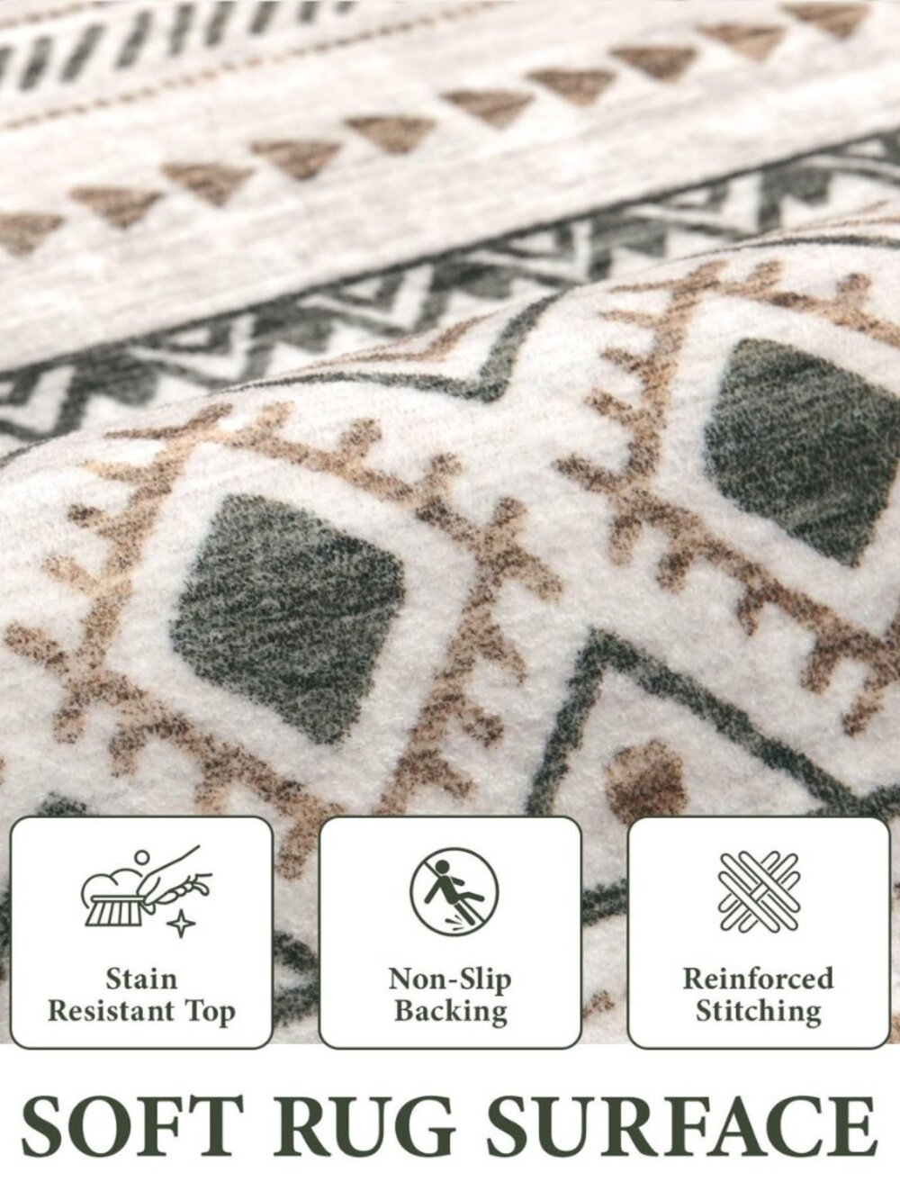 Area Rug Living Room Rugs 8x10 - Large Soft Boho Geometric Rug, Non-Slip - Picture 7 of 8